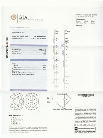 Art Deco 1.15ct Old Mine Diamond Sapphire Platinum Engagement Ring