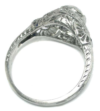 Art Deco 1.25ct Diamond & Sapphire Platinum Engagement Ring
