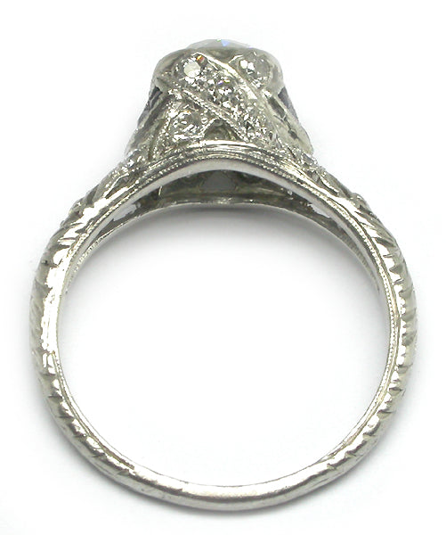 Art Deco 1.26ct Diamond & Sapphire Platinum Engagement Ring