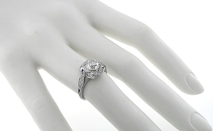 Art Deco 1.33ct Diamond & Sapphire Platinum Engagement Ring