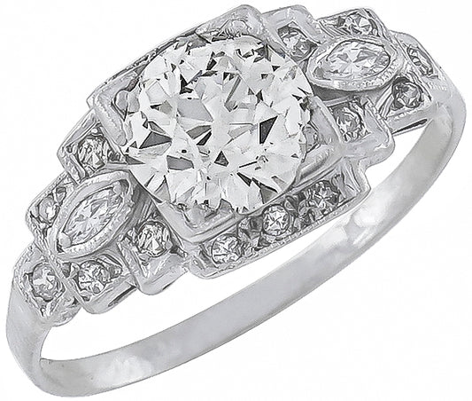 Art Deco 1.36ct Diamond Platinum Engagement Ring