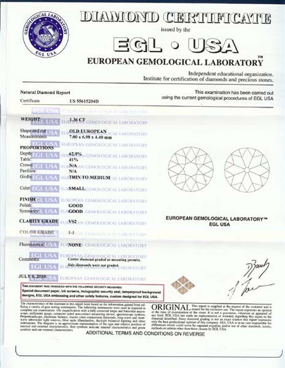 Art Deco 1.36ct Diamond Platinum Engagement Ring