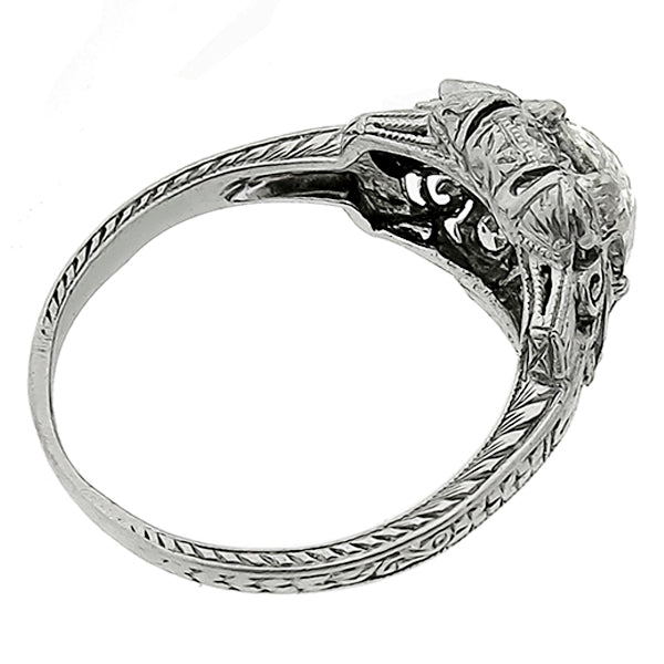 Art Deco 1.38ct Cushion Cut Diamond Platinum Engagement Ring