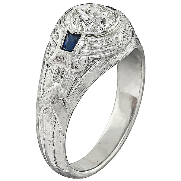 Art Deco 1.39ct Diamond Sapphire Men's Ring – Israel Rose