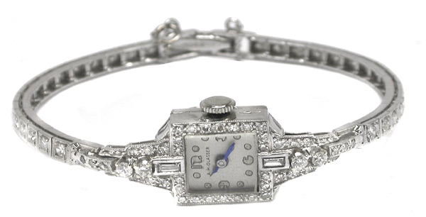 Art Deco 1.42ct Diamond Platinum Watch