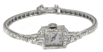 Art Deco 1.42ct Diamond Platinum Watch