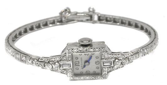Art Deco 1.42ct Diamond Platinum Watch