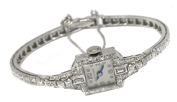 Art Deco 1.42ct Diamond Platinum Watch