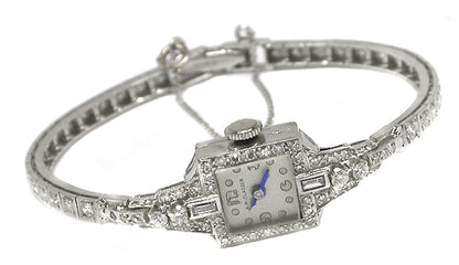 Art Deco 1.42ct Diamond Platinum Watch