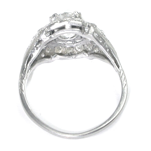 Art Deco 1.45ct EGL Certified G SI2 Diamond Platinum Engagement Ring