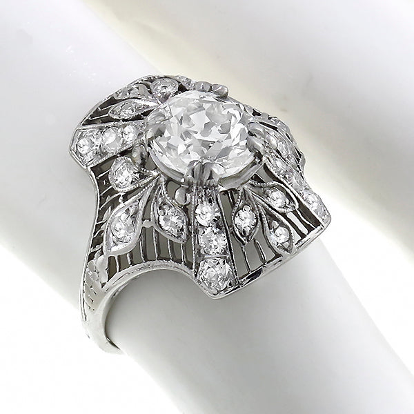 Art Deco 1.50ct Center Diamond Platinum Ring