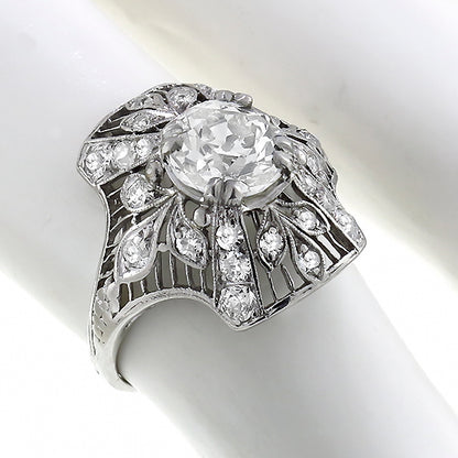 Art Deco 1.50ct Center Diamond Platinum Ring