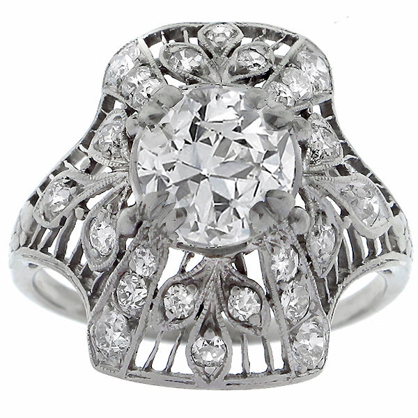 Art Deco 1.50ct Center Diamond Platinum Ring