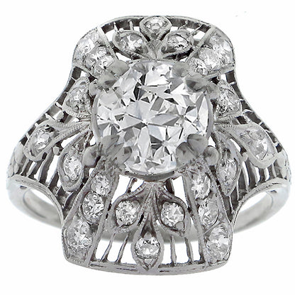 Art Deco 1.50ct Center Diamond Platinum Ring