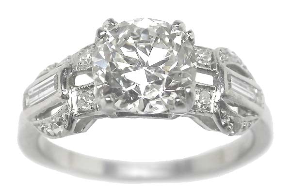 Art Deco 1.53ct Diamond PLatinum Engagement Ring