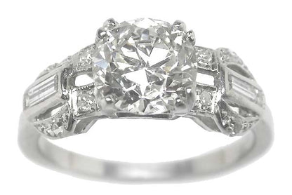 Art Deco 1.53ct Diamond PLatinum Engagement Ring