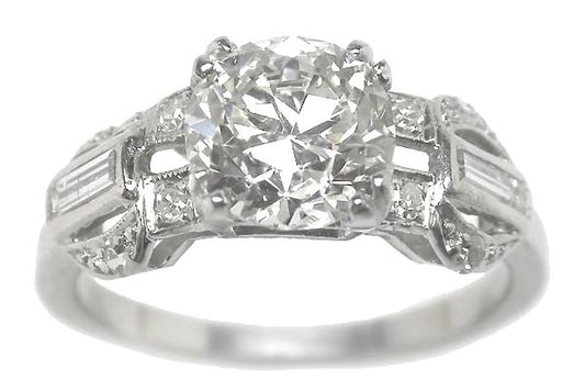 Art Deco 1.53ct Diamond PLatinum Engagement Ring
