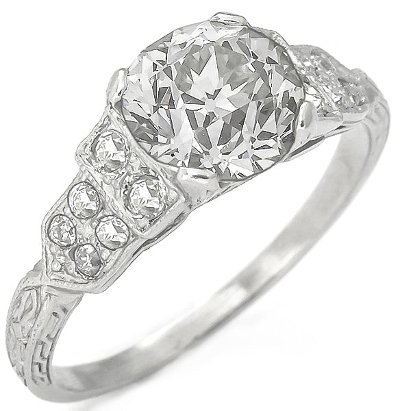 Art Deco 1.55ct Diamond Platinum Engagement Ring