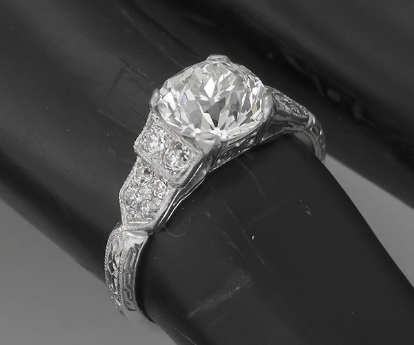 Art Deco 1.55ct Diamond Platinum Engagement Ring
