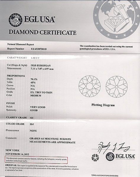 Art Deco 1.55ct Diamond Platinum Engagement Ring