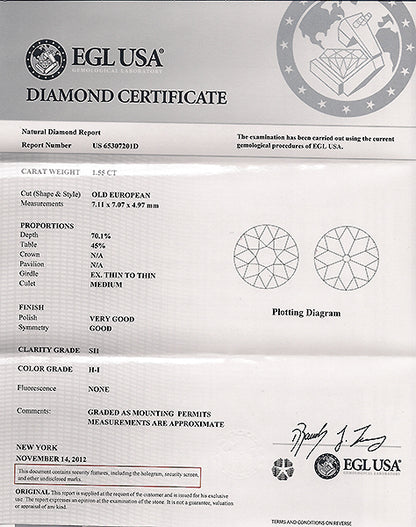 Art Deco 1.55ct Diamond Platinum Engagement Ring