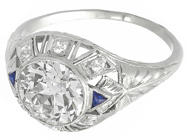 Art Deco 1.55ct Diamond Platinum Engagement Ring