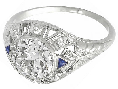 Art Deco 1.55ct Diamond Platinum Engagement Ring