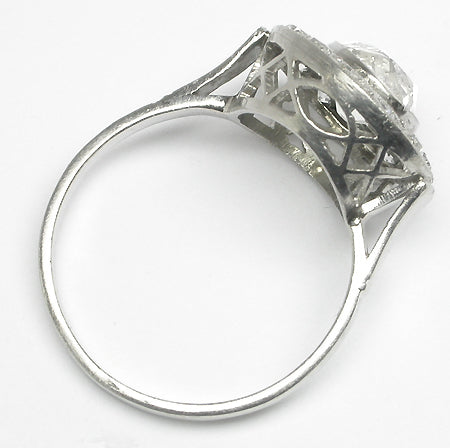 Art Deco 1.61ct Old Mine Diamond Platinum  Ring