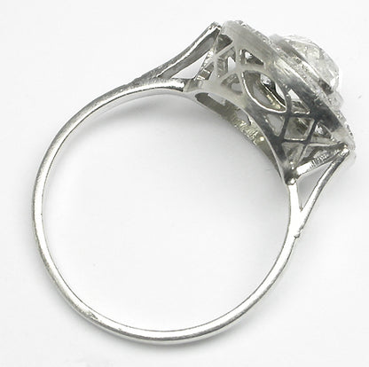 Art Deco 1.61ct Old Mine Diamond Platinum  Ring