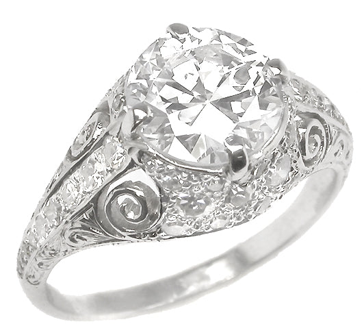 Art Deco 1.78ct Diamond Platinum Engagement Ring