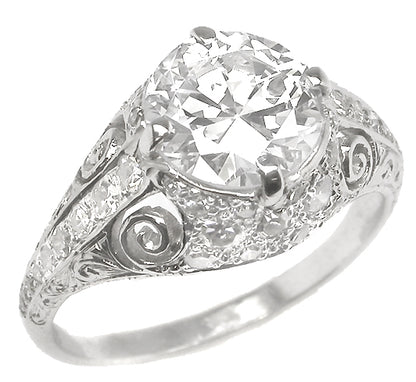 Art Deco 1.78ct Diamond Platinum Engagement Ring