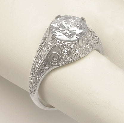 Art Deco 1.78ct Diamond Platinum Engagement Ring
