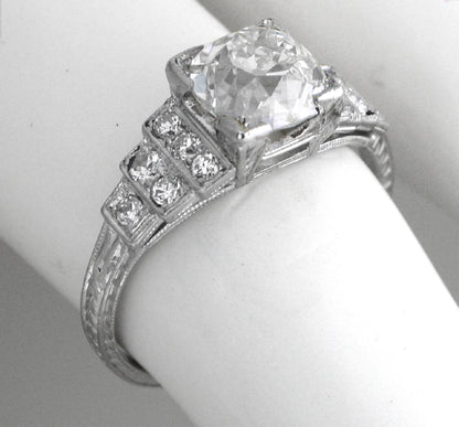 Art Deco 1.96ct Diamond Platinum Engagement Ring