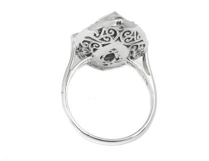 Art Deco 2.16ct Sapphire Diamond 18k White Gold Ring