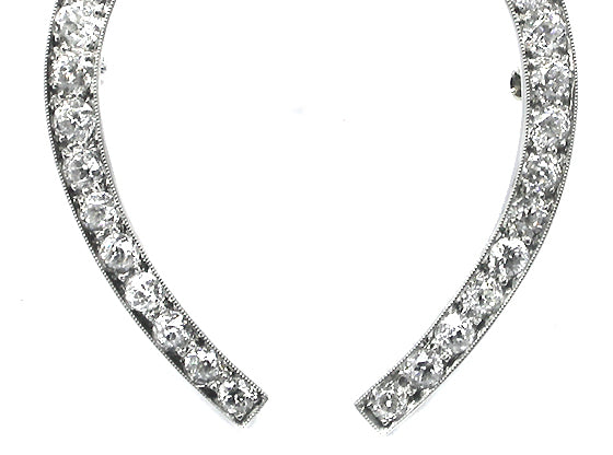Art Deco 4.20ct Old Mine Diamond Platinum Horse Shoe Pin
