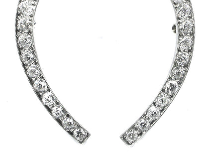 Art Deco 4.20ct Old Mine Diamond Platinum Horse Shoe Pin