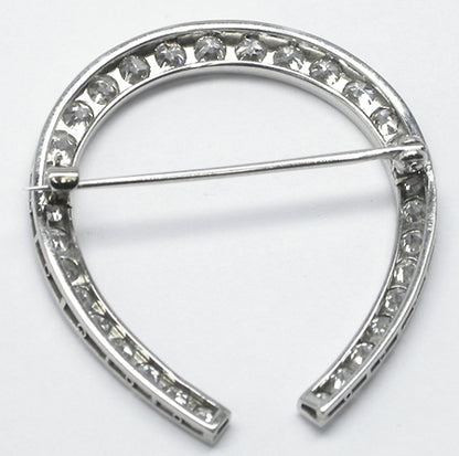 Art Deco 4.20ct Old Mine Diamond Platinum Horse Shoe Pin