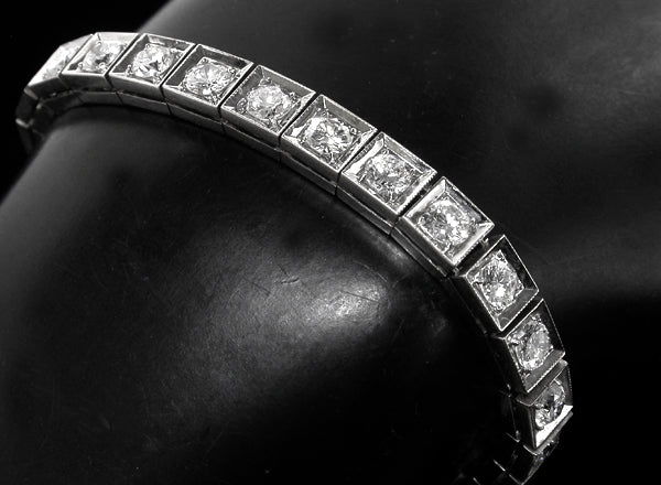 Art Deco 5.50ct Diamond 14k White Gold Bracelet