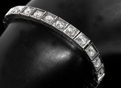 Art Deco 5.50ct Diamond 14k White Gold Bracelet
