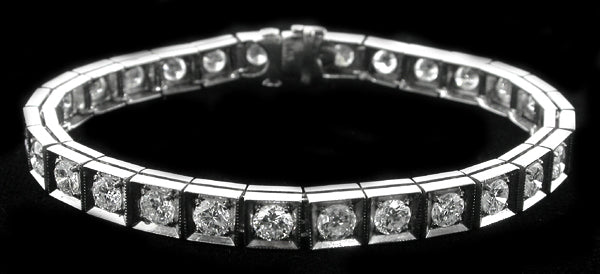 Art Deco 5.50ct Diamond 14k White Gold Bracelet