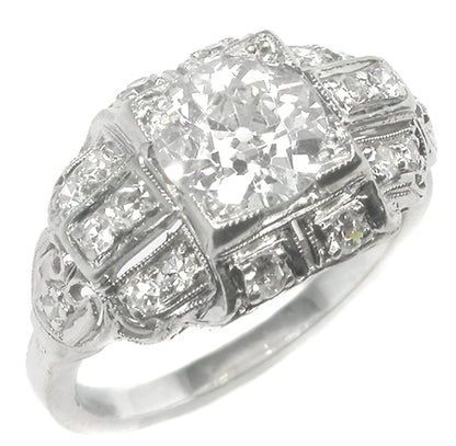 Art Deco Art Deco 1.25ct Old European Cut Diamond Platinum  Ring