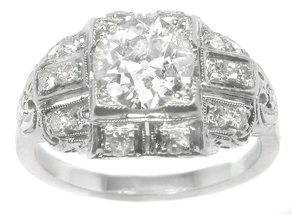 Art Deco Art Deco 1.25ct Old European Cut Diamond Platinum  Ring