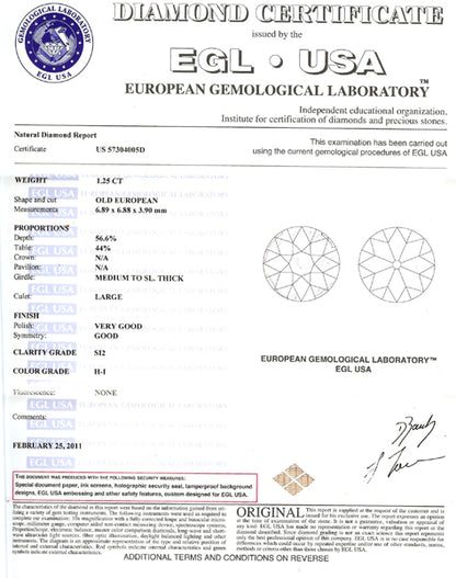 Art Deco Art Deco 1.25ct Old European Cut Diamond Platinum  Ring