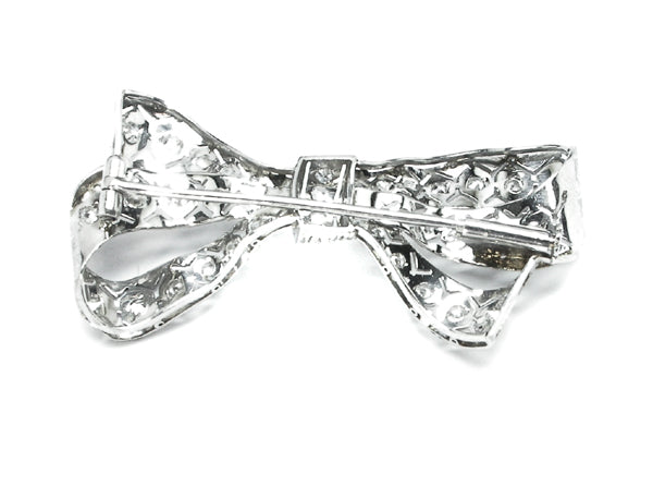 Art Deco  Diamond Platinum Bow Pin