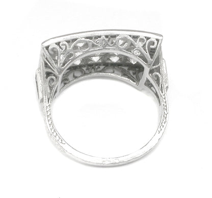 Art Deco  Diamond Sapphire Platinum Ring