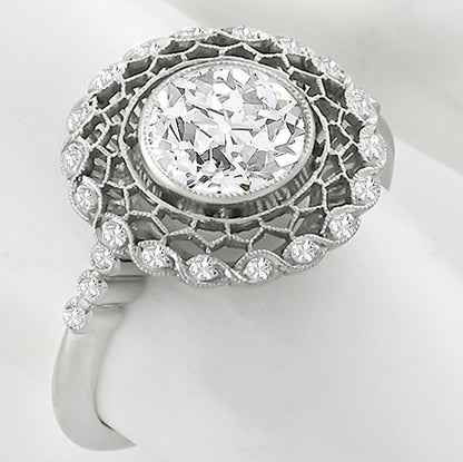 Art Deco  EGL Certified 1.16ct Diamond Platinum Engagement Ring