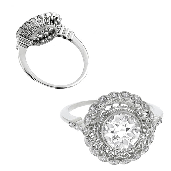 Art Deco  EGL Certified 1.16ct Diamond Platinum Engagement Ring