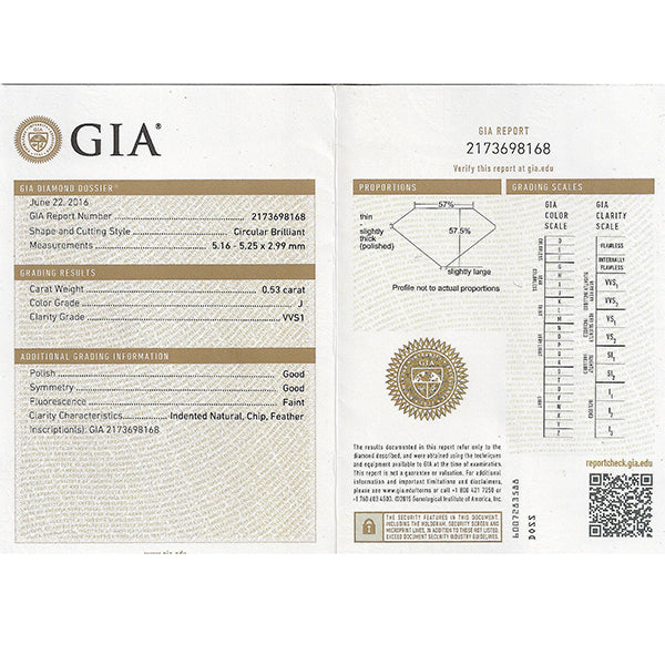 Art Deco GIA 0.53ct Circular Brilliant Diamond 18k White Gold Engagement Ring