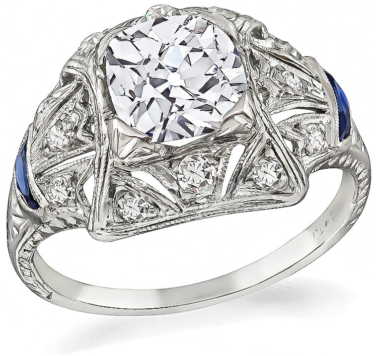 Art Deco GIA Certified 1.24ct Diamond Engagement Ring