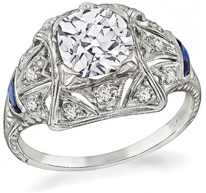 Art Deco GIA Certified 1.24ct Diamond Engagement Ring